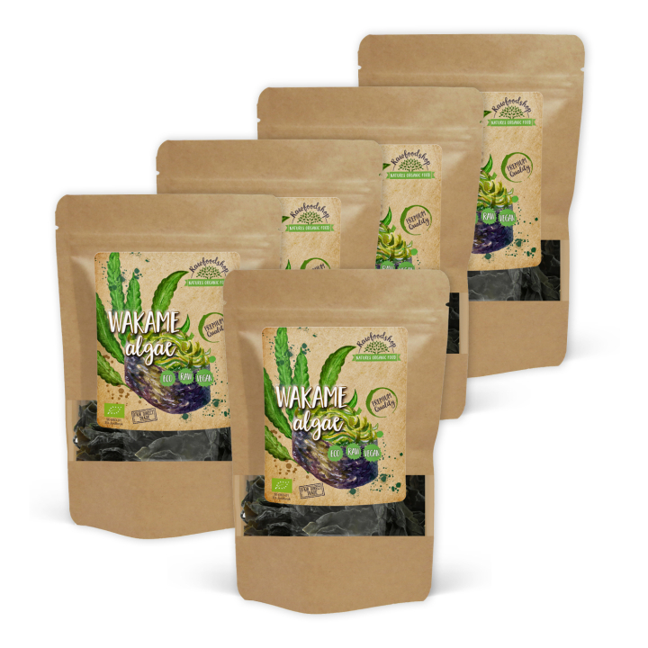 Wakame Alger EKO 125g x 5 paket i gruppen Råvaror & Dryck / Hälsokost / Alger & Sjögräs hos Rawfoodshop Scandinavia AB (WAKAME01-SET5)