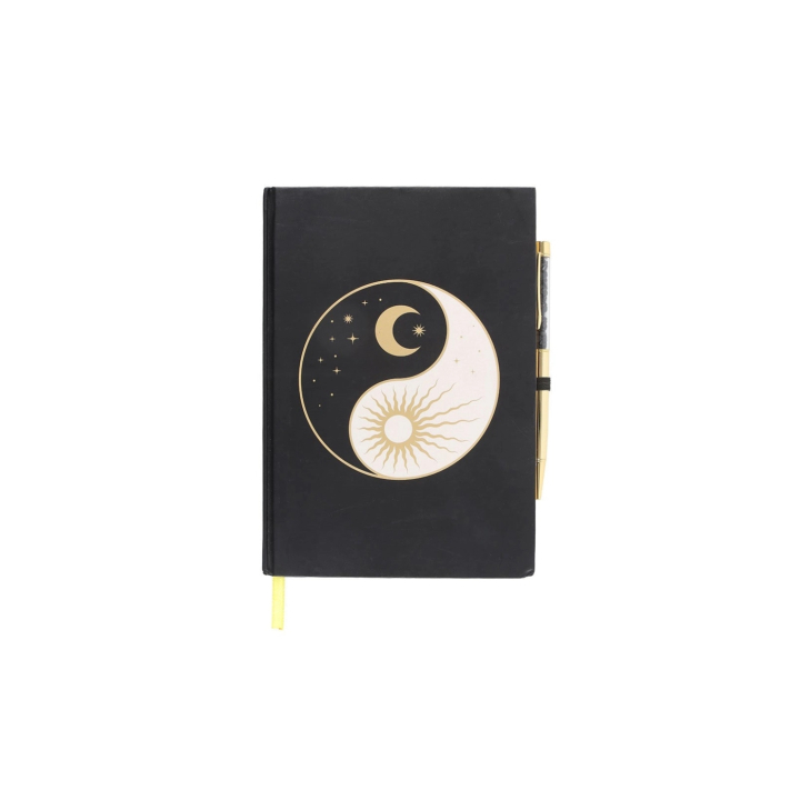 Anteckningsbok Yin Yang med Kulspetspenna Svart Obsidian i gruppen Hem & Själ / Harmonisk livsstil / Böcker hos Rawfoodshop Scandinavia AB (YY-05625)
