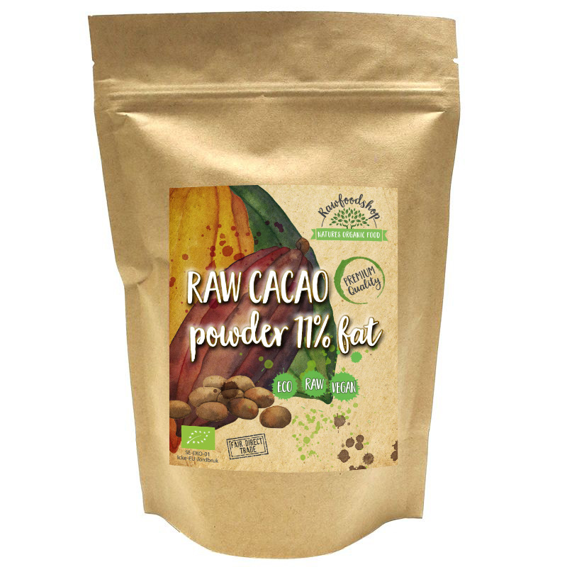 Kakaopulver Raw 11% EKO 500g i gruppen Råvaror & Dryck / Bakning / Kakaoprodukter hos Rawfoodshop Scandinavia AB (ZFN0264-5)