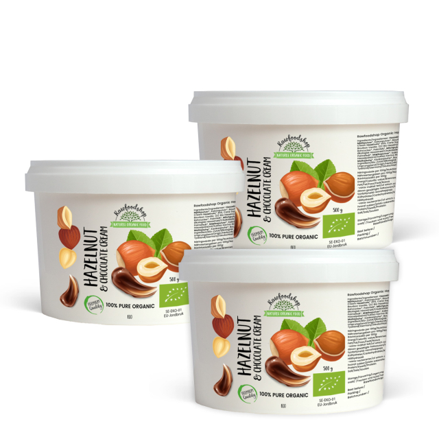 Hasselnöt och Choklad Kräm EKO 500g x 3 paket