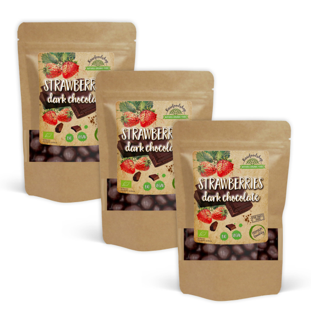 Jordgubbar i Mörk Choklad EKO 100g x 3 paket