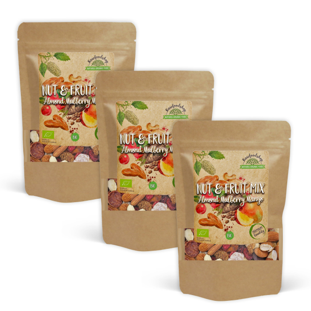 Nöt- & Fruktmix Mandel Mullbär Mango EKO 500g x 3 paket