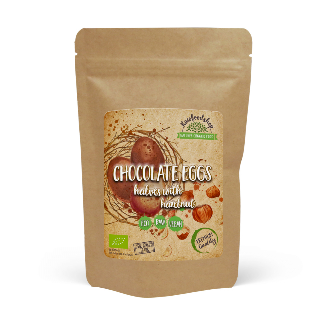 Choklad halvor med hasselnöt EKO RAW 75g
