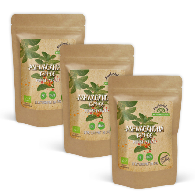 Ashwagandha KSM 66 Extract EKO 500mg 60 Kapslar x 3 paket
