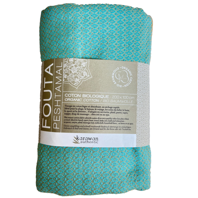 Fouta Sable & Aquasky i Ekologisk Bomull 200x100cm