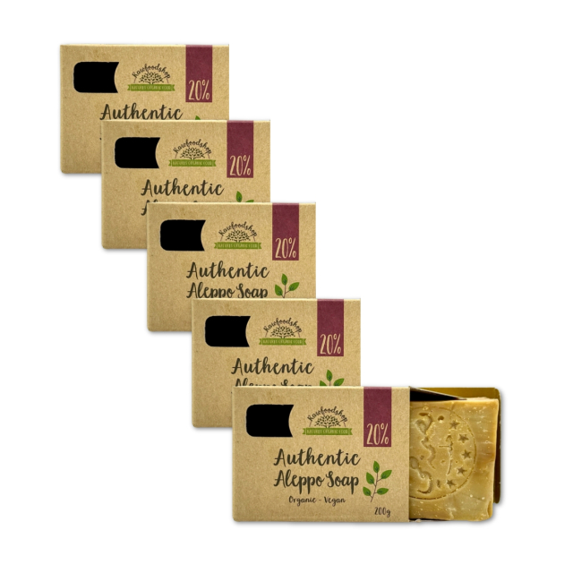 Aleppotvål Lagerbärsolja 20% EKO 200g x 5 st