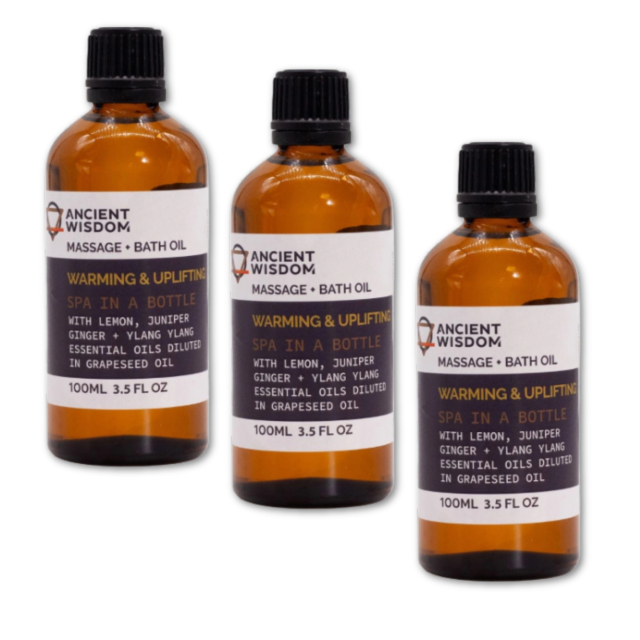 Warm & Uplifting Massageolja 100ml x 3 flaskor