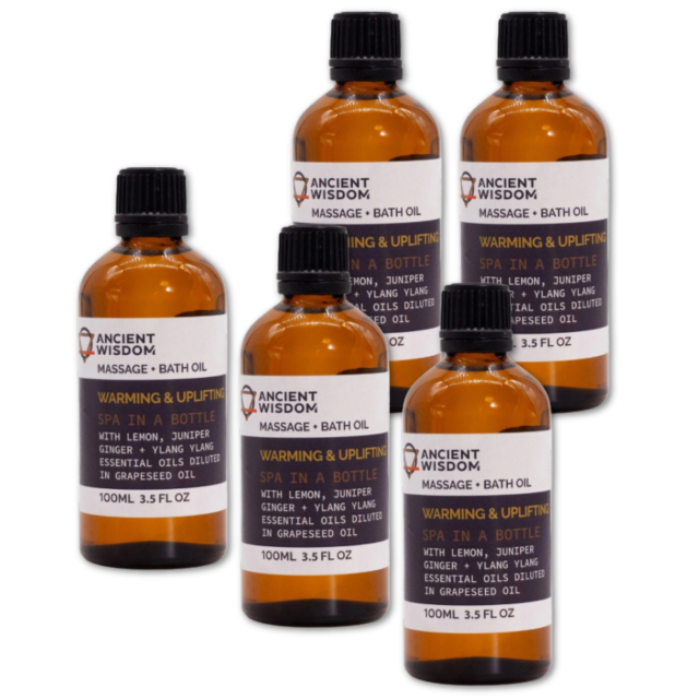 Warm & Uplifting Massageolja 100ml x 5 flaskor
