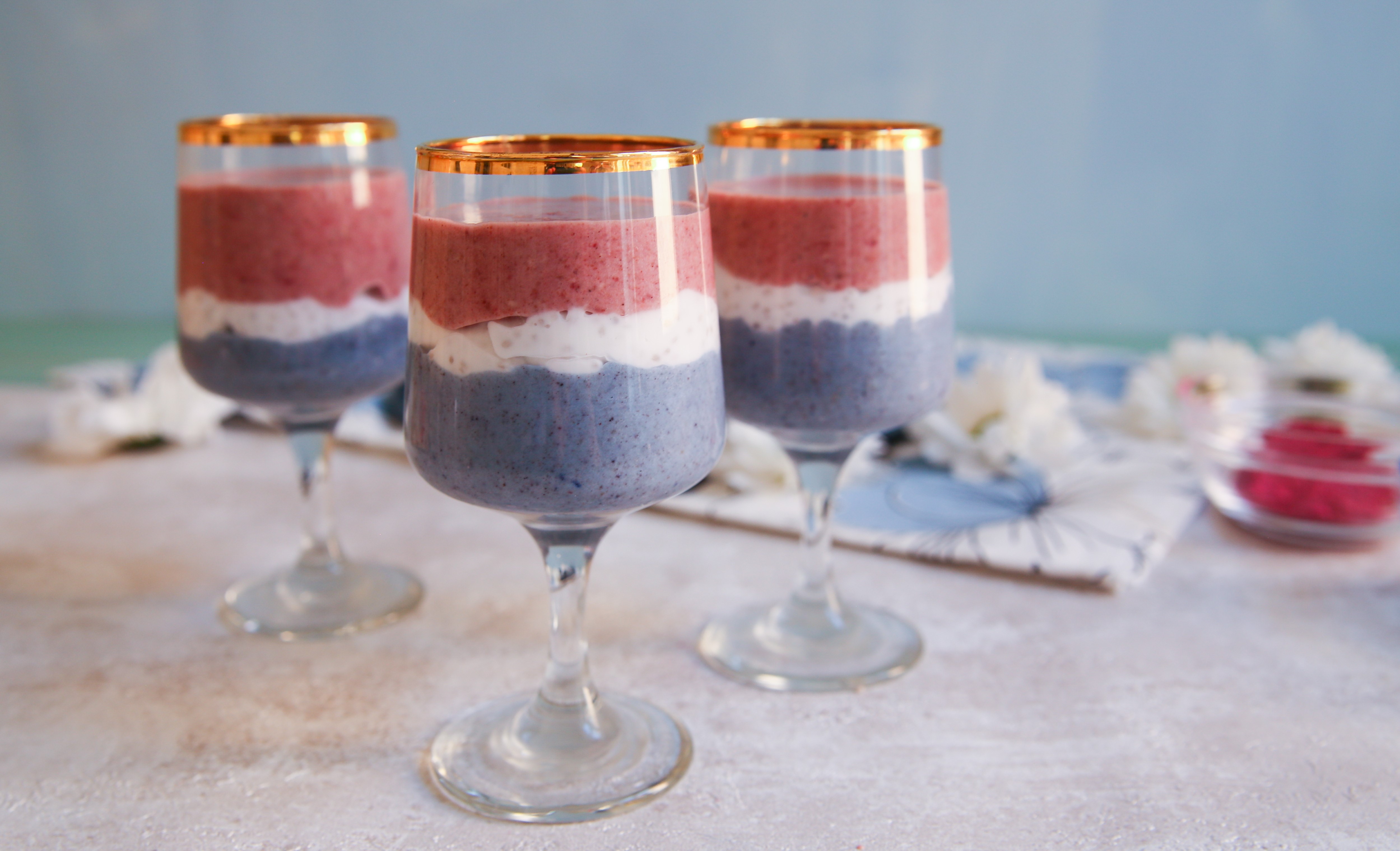 Chiapudding i tre färger