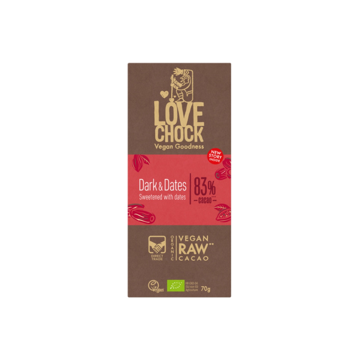 Choklad Dark & Dates 83% EKO 70g i gruppen Råvaror & Dryck / Godis & Choklad / Choklad & Bars hos Rawfoodshop Scandinavia AB (14008)