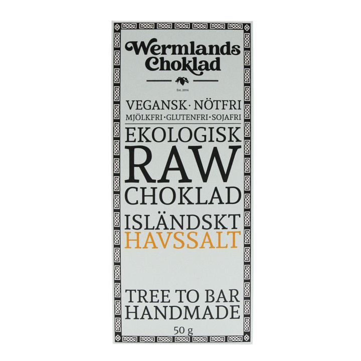 Wermlandschoklad Isländskt Havssalt EKO 50g i gruppen Råvaror & Dryck / Godis & Choklad / Choklad & Bars hos Rawfoodshop Scandinavia AB (1816X10)