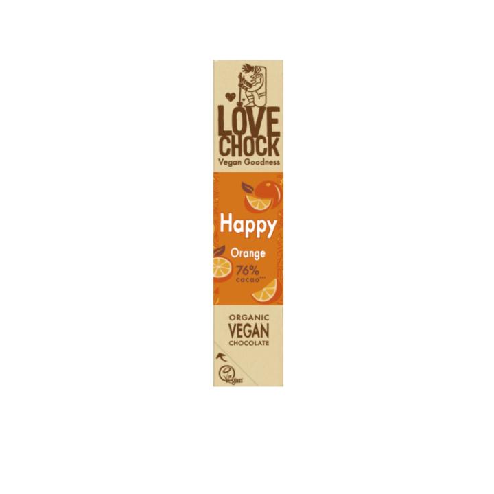 Happy Choklad med Apelsin 76% EKO 40g i gruppen Råvaror & Dryck / Godis & Choklad / Choklad & Bars hos Rawfoodshop Scandinavia AB (20005)