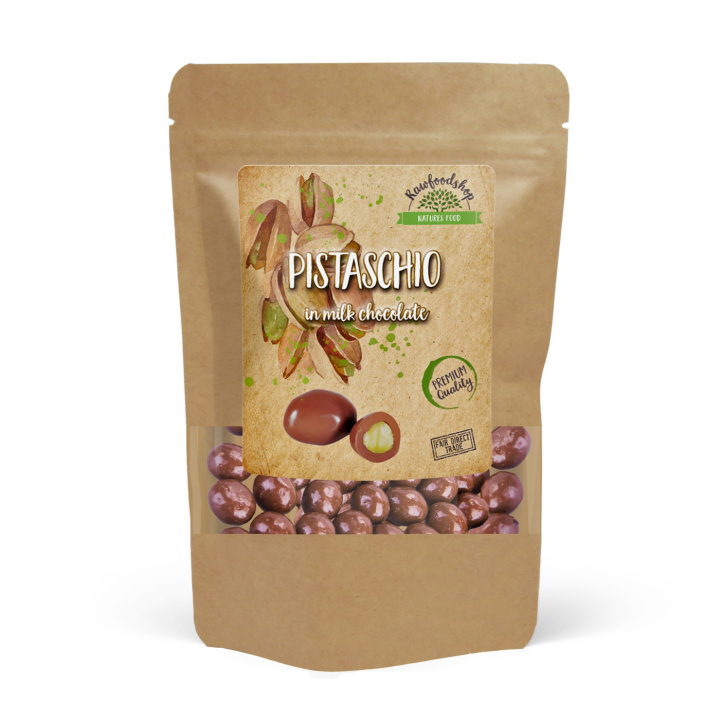 Pistagenötter med Mjölkchoklad 100g i gruppen Råvaror & Dryck / Godis & Choklad / Godis hos Rawfoodshop Scandinavia AB (20082-100)