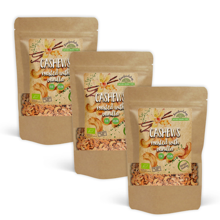 Cashewnötter Rostade med Vanilj EKO 250g x 3 paket i gruppen Råvaror & Dryck / Nötter / Cashewnötter hos Rawfoodshop Scandinavia AB (250251-SET3)