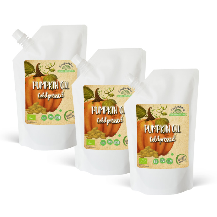 Pumpafröolja kallpressad EKO 1000ml x 3 paket i gruppen Hud & Kropp / Naturlig DIY / Vegetabiliska Oljor hos Rawfoodshop Scandinavia AB (300464-SET3)