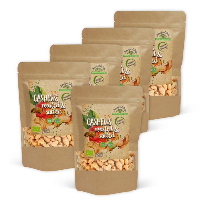 Cashewnötter Rostade & Saltade EKO 200g x 5 paket i gruppen Råvaror & Dryck / Nötter / Cashewnötter hos Rawfoodshop Scandinavia AB (32230FT0-SET5)