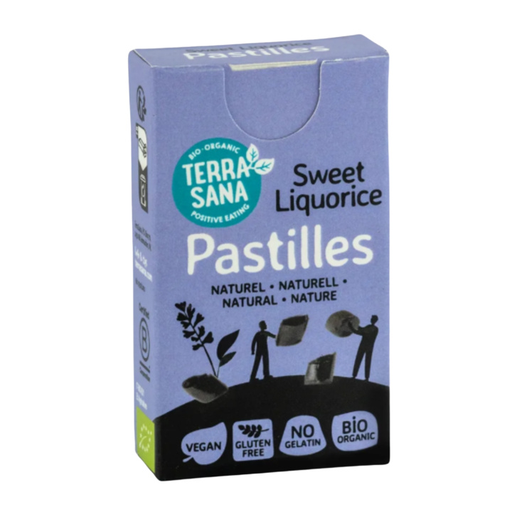 Lakritspastiller Naturell EKO 25g i gruppen Råvaror & Dryck / Godis & Choklad / Godis hos Rawfoodshop Scandinavia AB (4566)