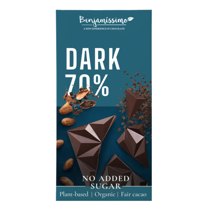 Benjamissimo Choklad Mörk 70% Sockerfri 60g i gruppen Råvaror & Dryck / Godis & Choklad / Choklad & Bars hos Rawfoodshop Scandinavia AB (4957)