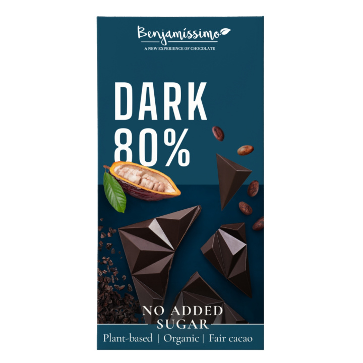 Benjamissimo Mörk Choklad 80% Sockerfri 60g i gruppen Råvaror & Dryck / Godis & Choklad / Choklad & Bars hos Rawfoodshop Scandinavia AB (4958)