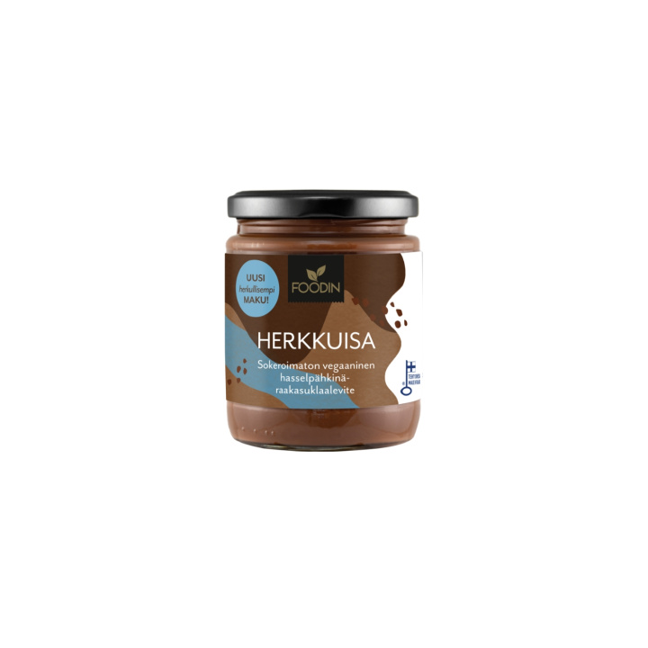 Herkkuisa Choklad & Hasselnötskräm Sockerfri 230g i gruppen Råvaror & Dryck / Skafferiet / Smör & Krämiga Pålägg hos Rawfoodshop Scandinavia AB (6430051824579)