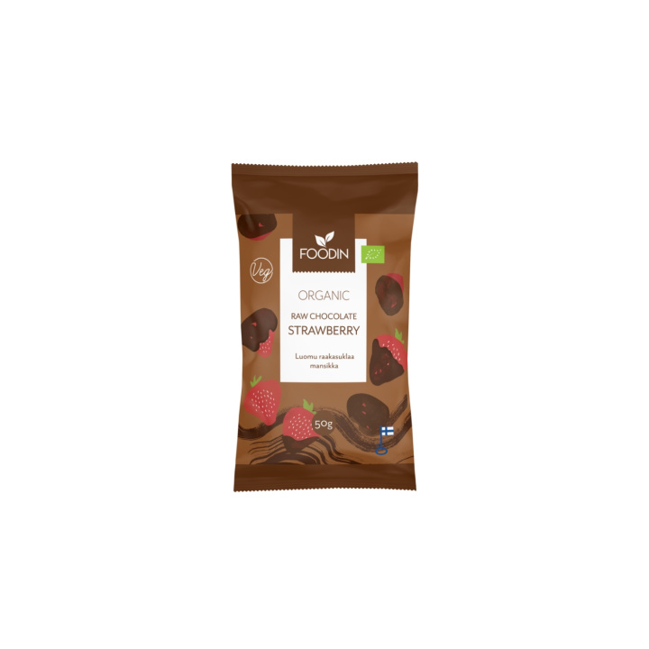 Jordgubbar i Råchoklad EKO 50g i gruppen Råvaror & Dryck / Godis & Choklad / Snacks hos Rawfoodshop Scandinavia AB (6430055219142)