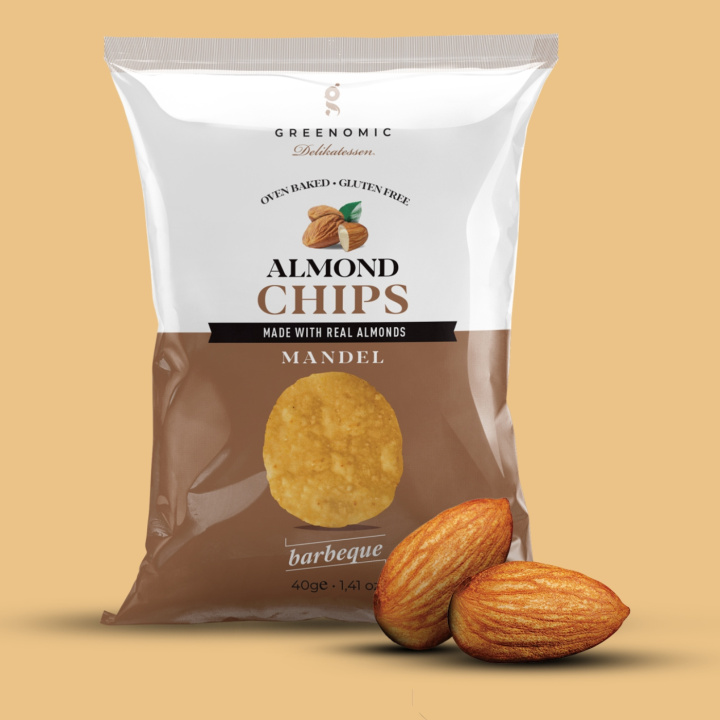 Mandel Chips - BBQ 40g i gruppen Råvaror & Dryck / Godis & Choklad / Snacks hos Rawfoodshop Scandinavia AB (70050)