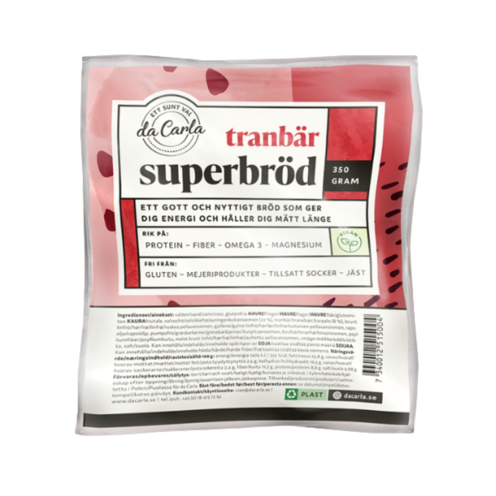 Superbröd Tranbär 350g i gruppen Råvaror & Dryck / Skafferiet / Kakor, kex & bröd hos Rawfoodshop Scandinavia AB (739N)