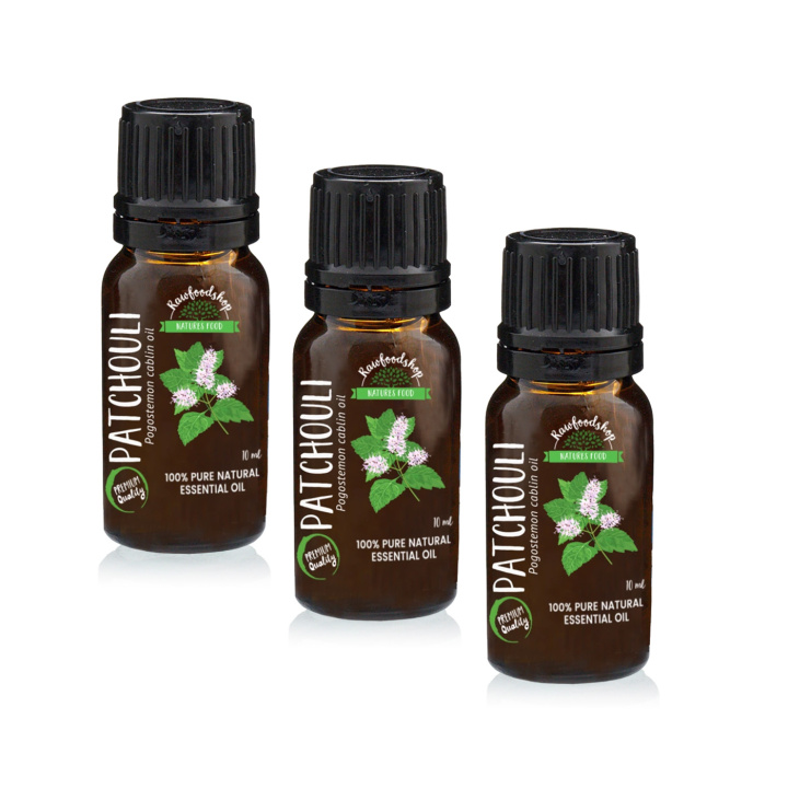 Patchouli Eterisk Olja 10ml x 3 flaskor i gruppen Hud & Kropp / Naturlig DIY / Eteriska oljor hos Rawfoodshop Scandinavia AB (9614-SET3)