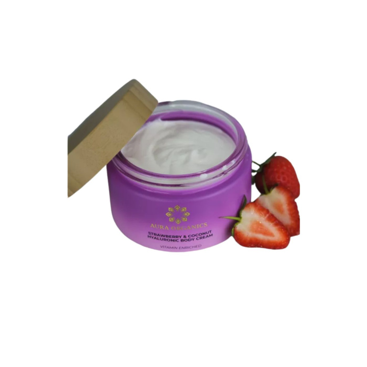 Bodybutter Jordgubb & Kokos med Hyaluronsyra EKO 200ml i gruppen Hud & Kropp / Kropp / Body lotion & olja hos Rawfoodshop Scandinavia AB (98766789)