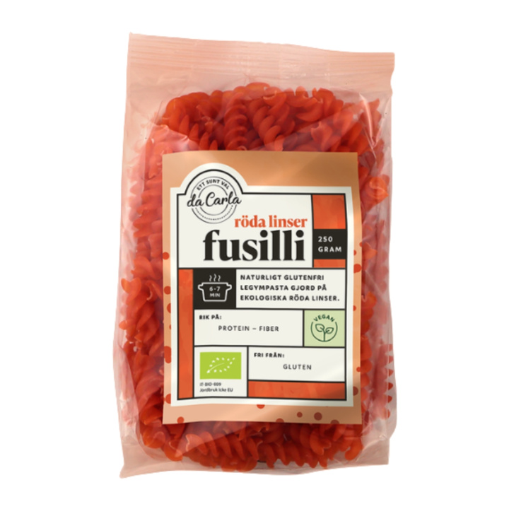 Pasta Fusilli Röda Linser EKO 250g i gruppen Råvaror & Dryck / Skafferiet / Pasta & Nudlar hos Rawfoodshop Scandinavia AB (9901)