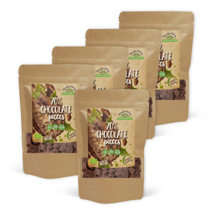 Chokladknappar från Peru 70% EKO 100g x 5 paket i gruppen Råvaror & Dryck / Bakning / Kakaoprodukter hos Rawfoodshop Scandinavia AB (AB042-SET5)