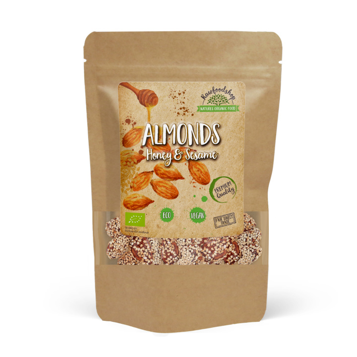 Mandel Honung & Sesam EKO 200g i gruppen Råvaror & Dryck / Godis & Choklad / Snacks hos Rawfoodshop Scandinavia AB (AMSE5-200)