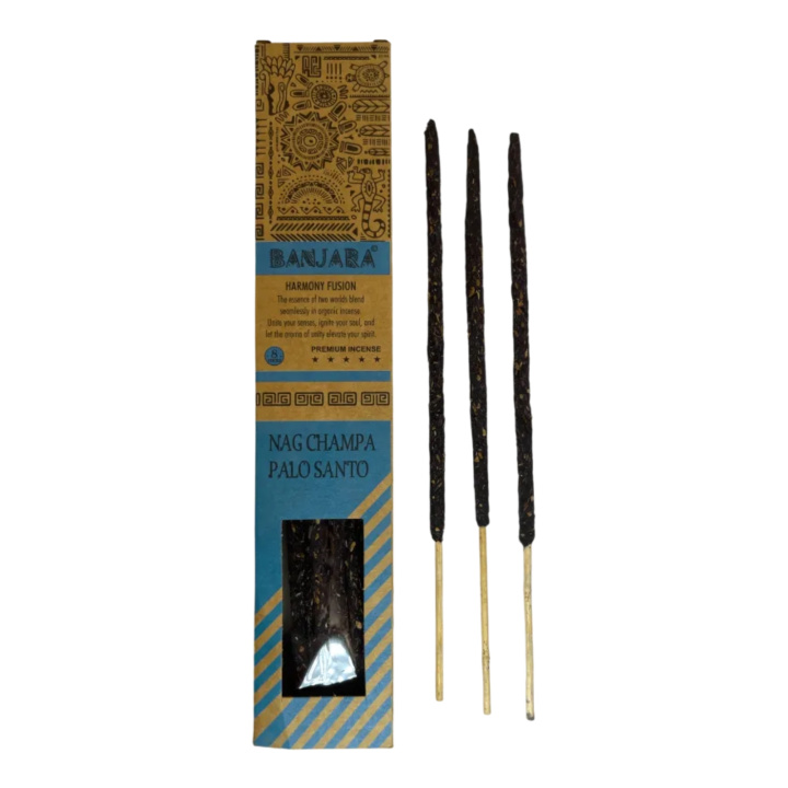 Rökelse Palo Santo Nag Champa 8st i gruppen Hem & Själ / Stämning & doft / Rökelse hos Rawfoodshop Scandinavia AB (BANJPALO-02)