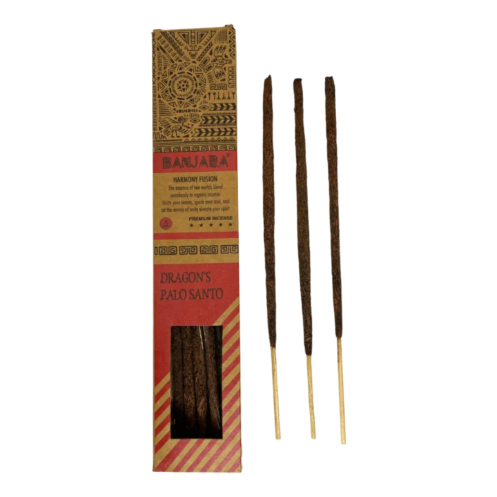 Rökelse Palo Santo Dragon\'s Blood 8st i gruppen Hem & Själ / Stämning & doft / Rökelse hos Rawfoodshop Scandinavia AB (BANJPALO-03)