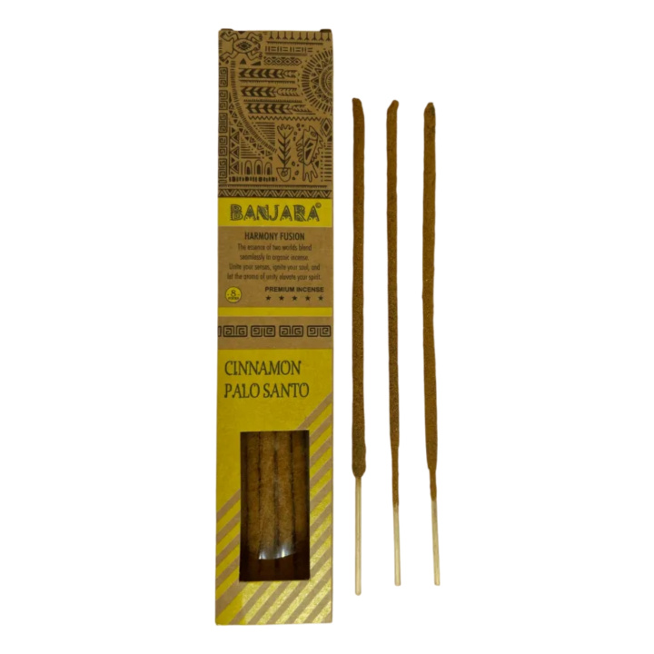 Rökelse Palo Santo Kanel 8st i gruppen Hem & Själ / Stämning & doft / Rökelse hos Rawfoodshop Scandinavia AB (BANJPALO-05)