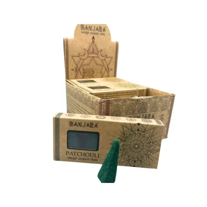 Rökelsepyramider Patchouli 10st i gruppen Hem & Själ / Stämning & doft / Rökelse hos Rawfoodshop Scandinavia AB (BANJSC-03)