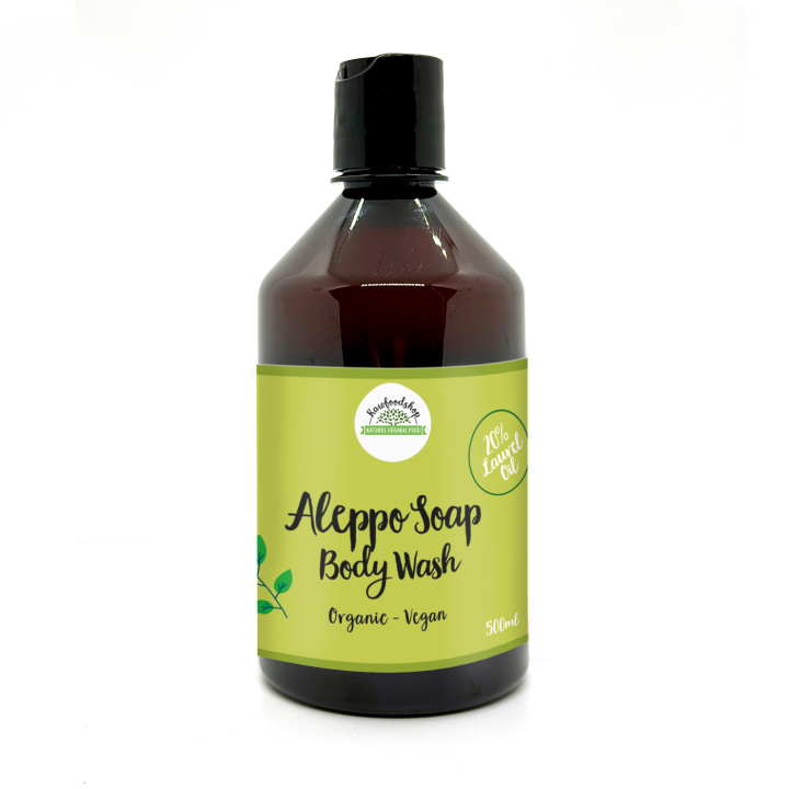 Aleppo Flytande tvål Lagerbärsolja 20% EKO 500ml i gruppen Hud & Kropp / Kropp / Duschtvål hos Rawfoodshop Scandinavia AB (BN0842)