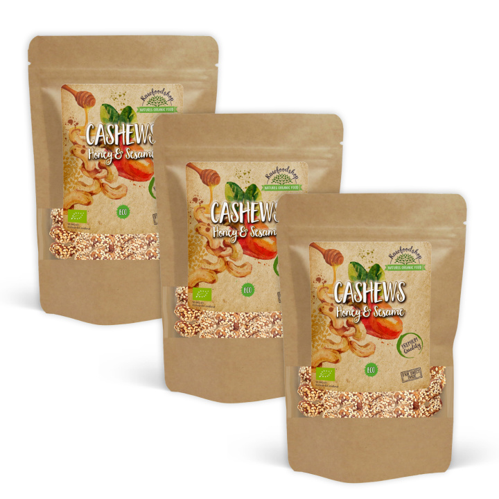 Cashewnötter Honung & Sesam EKO 200g x 3 paket i gruppen Råvaror & Dryck / Godis & Choklad / Snacks hos Rawfoodshop Scandinavia AB (CAJSE5200-SET3)