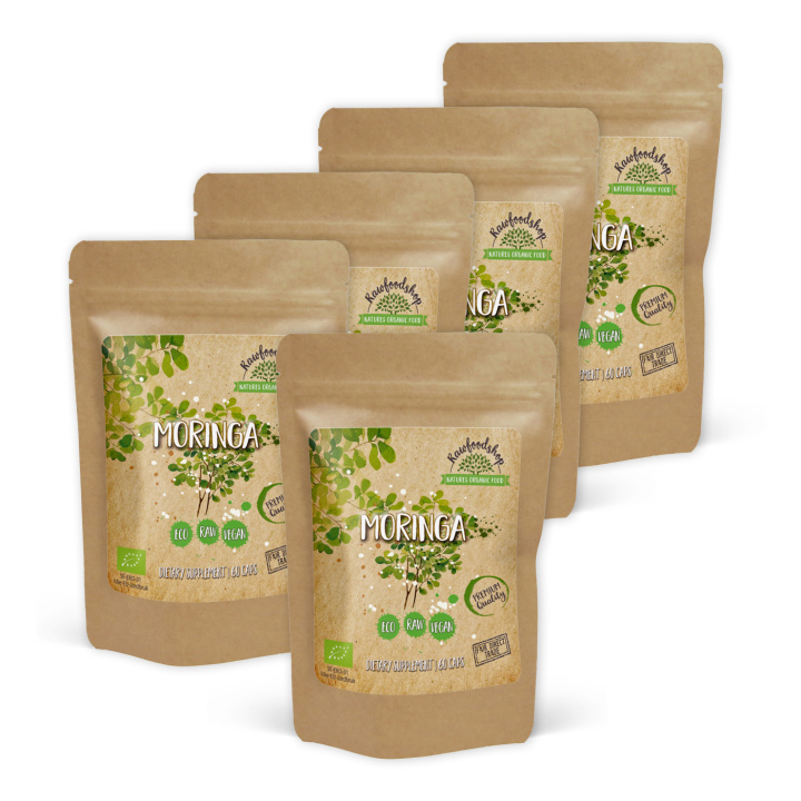 Moringa EKO 500mg 60 Kapslar x 5 paket i gruppen Kosttillskott / Örter & Växter / Örter hos Rawfoodshop Scandinavia AB (CAPMOR60-SET5)