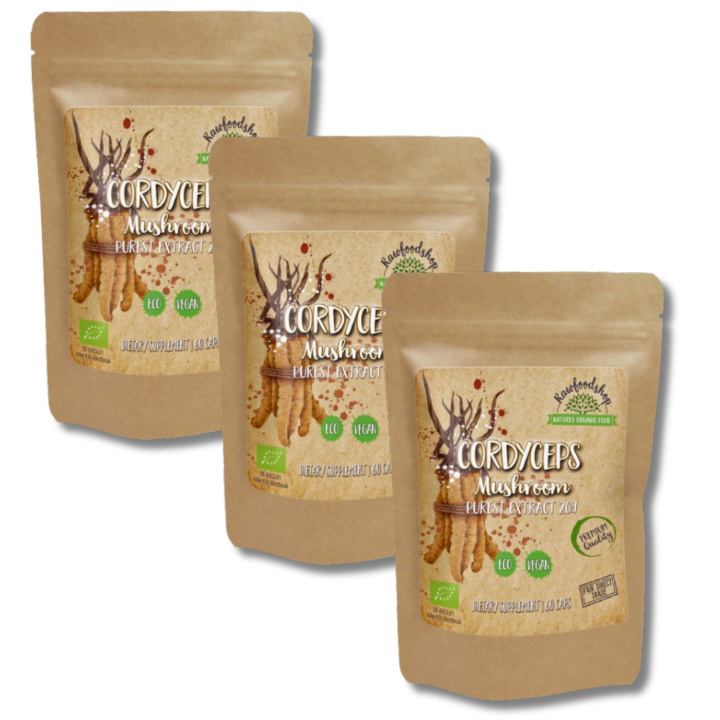 Cordyceps Extract EKO 400mg 60 kapslar x 3 paket i gruppen Kosttillskott / Örter & Växter / Svampar hos Rawfoodshop Scandinavia AB (CAPSCOR60-SET3)