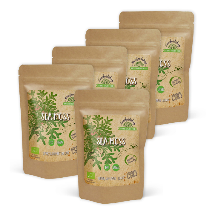 Sea Moss EKO 500mg 60 Kapslar x 5 paket i gruppen Kosttillskott / Örter & Växter / Algtillskott hos Rawfoodshop Scandinavia AB (CAPSEA60-SET5)