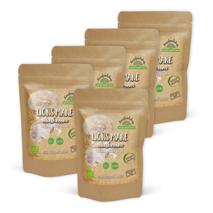 Lions Mane Extract EKO 400mg 60 kapslar x 5 paket i gruppen Kosttillskott / Örter & Växter / Svampar hos Rawfoodshop Scandinavia AB (CAPSLIO60-SET5)