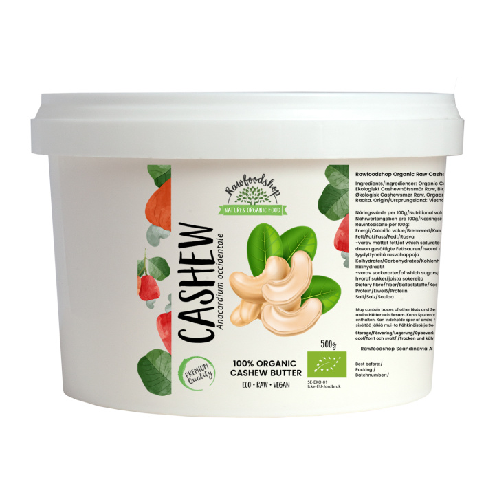 Cashewnötsmör Raw EKO 500g i gruppen Råvaror & Dryck / Nötter / Cashewnötter hos Rawfoodshop Scandinavia AB (CASHM1-500)