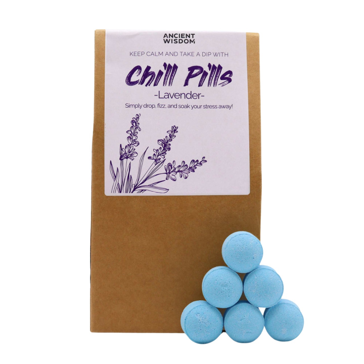 Chill Pills Badbomber Lavendel 350g i gruppen Hud & Kropp / Bad & Spa / Badbomber & Badskum hos Rawfoodshop Scandinavia AB (CHILLP-02)