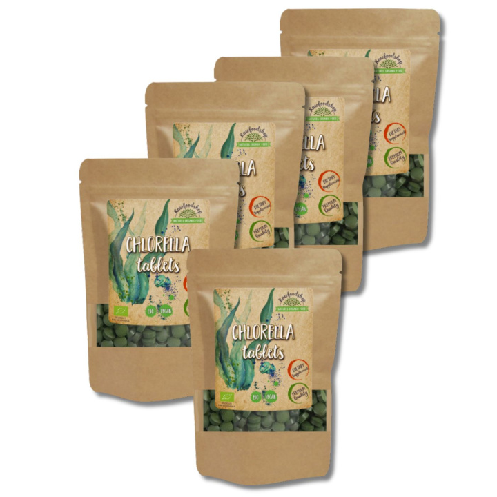 Chlorella Tabletter EKO 125g x 5 paket i gruppen Kosttillskott / Örter & Växter / Algtillskott hos Rawfoodshop Scandinavia AB (CHLO0100-SET5)