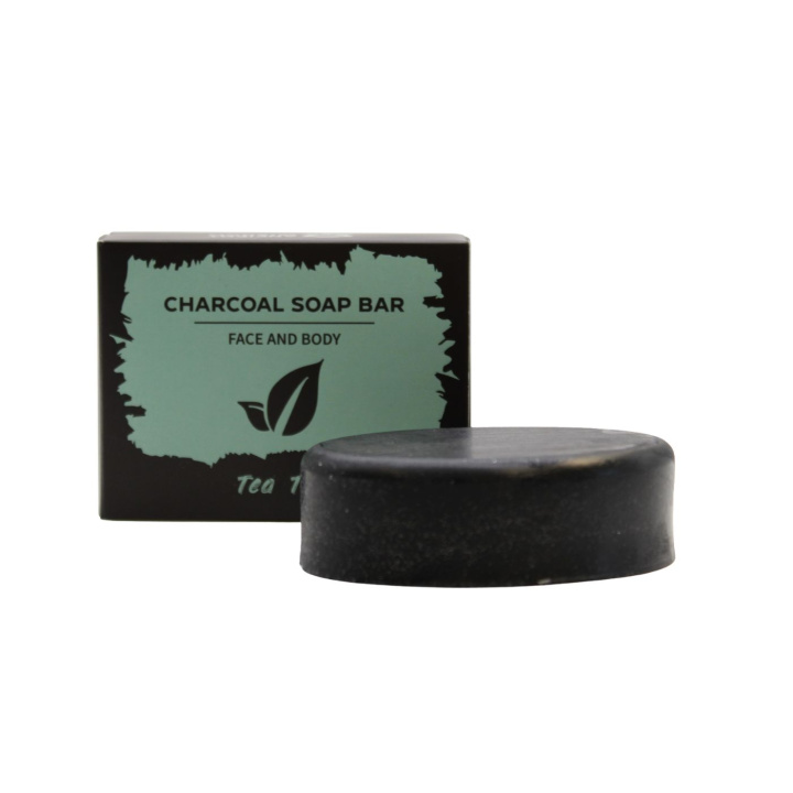 Tea Tree Tvål Aktivt Kol 85g i gruppen Hud & Kropp / Ansikte / Rengöring hos Rawfoodshop Scandinavia AB (CHSBUL-04)