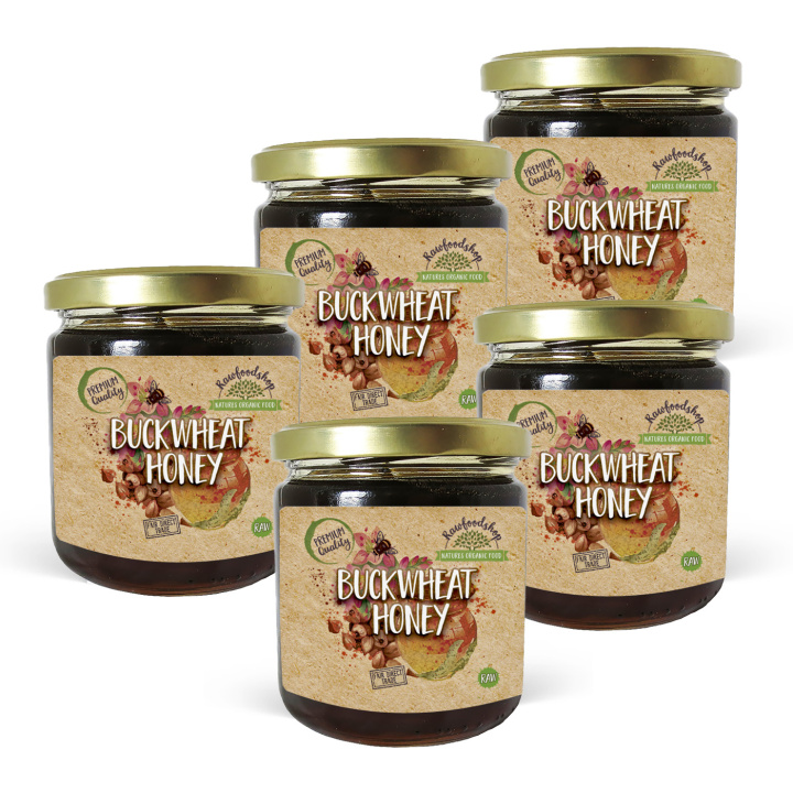 Bovetehonung 500g x 5 burkar i gruppen Råvaror & Dryck / Bakning / Honung hos Rawfoodshop Scandinavia AB (EDI145117-SET5)
