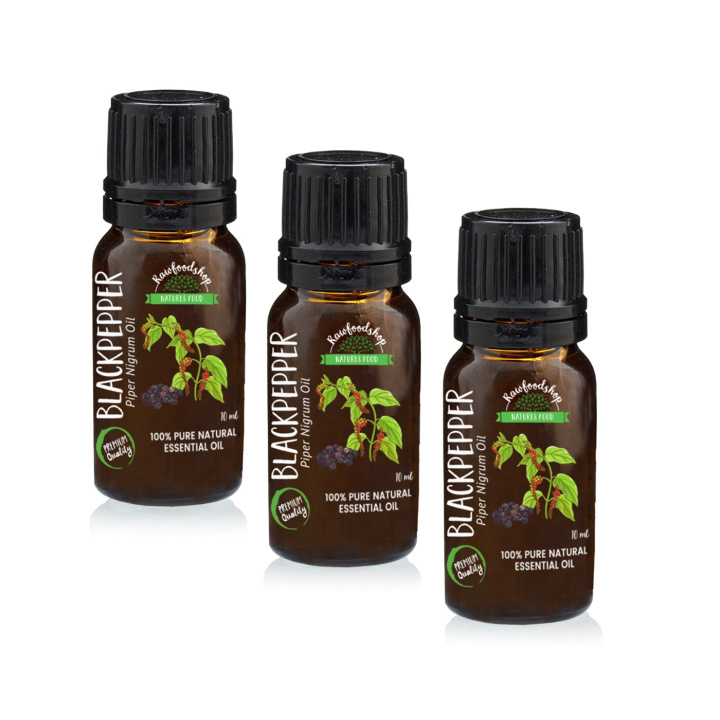 Svartpeppar Eterisk Olja 10ml x 3 flaskor i gruppen Hud & Kropp / Naturlig DIY / Eteriska oljor hos Rawfoodshop Scandinavia AB (EOUL-15-SET3)