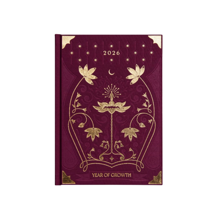 Dagbok Year of Growth 2026 Vinröd i gruppen Hem & Själ / Harmonisk livsstil / Böcker & journaler hos Rawfoodshop Scandinavia AB (GROWTHBUR25)