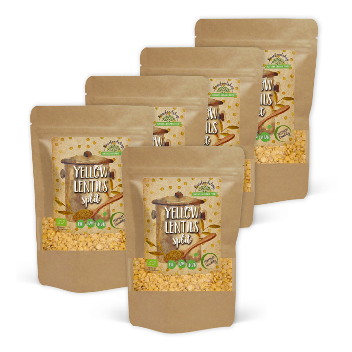 Linser Gula Delade EKO 500g x 5 paket i gruppen Råvaror & Dryck / Skafferiet / Baljväxter hos Rawfoodshop Scandinavia AB (GULI1-SET5)